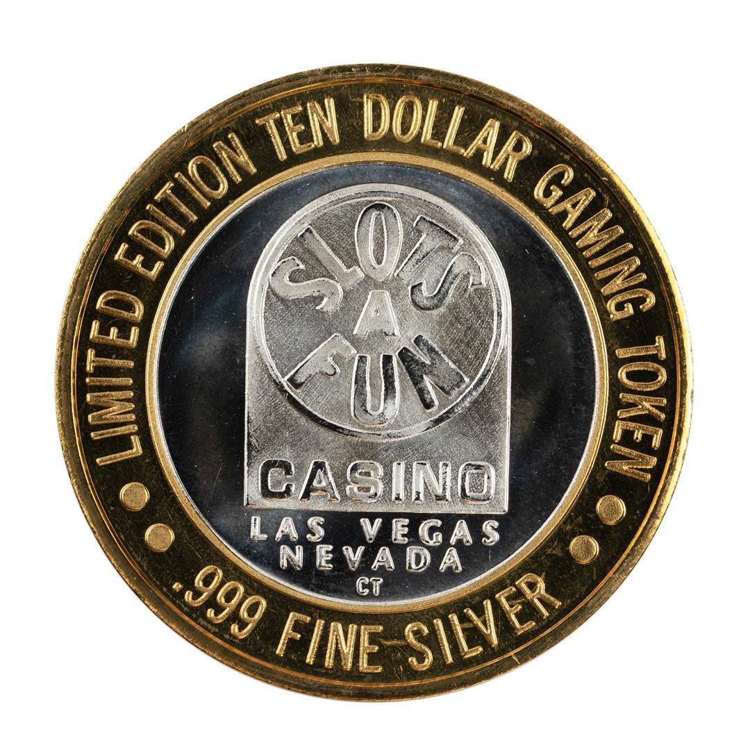 .999 Silver Slots A Fun Casino Las Vegas, NV $10: One .999 Silver Slots A Fun Casino Las Vegas, NV $10 Limited Edition Casino Gaming Token.