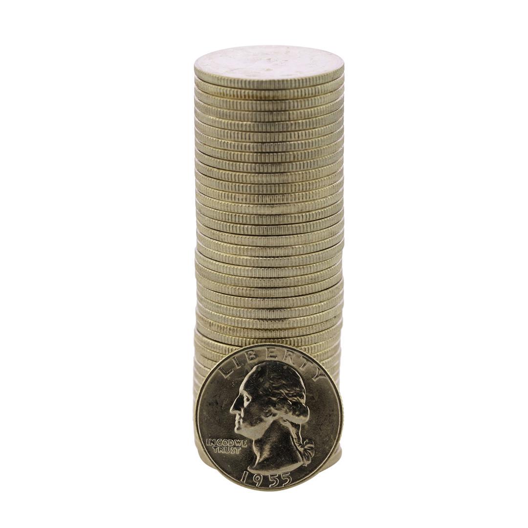 Roll of (40) Brilliant Uncirculated 1955-D Washington: One Roll of (40) Brilliant Uncirculated 1955-D Washington Quarter Coins.