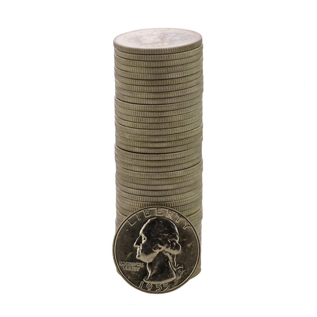 Roll of (40) Brilliant Uncirculated 1955-D Washington: One Roll of (40) Brilliant Uncirculated 1955-D Washington Quarter Coins.