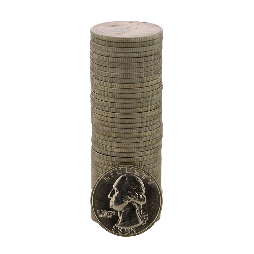 Roll of (40) Brilliant Uncirculated 1955-D Washington: One Roll of (40) Brilliant Uncirculated 1955-D Washington Quarter Coins.