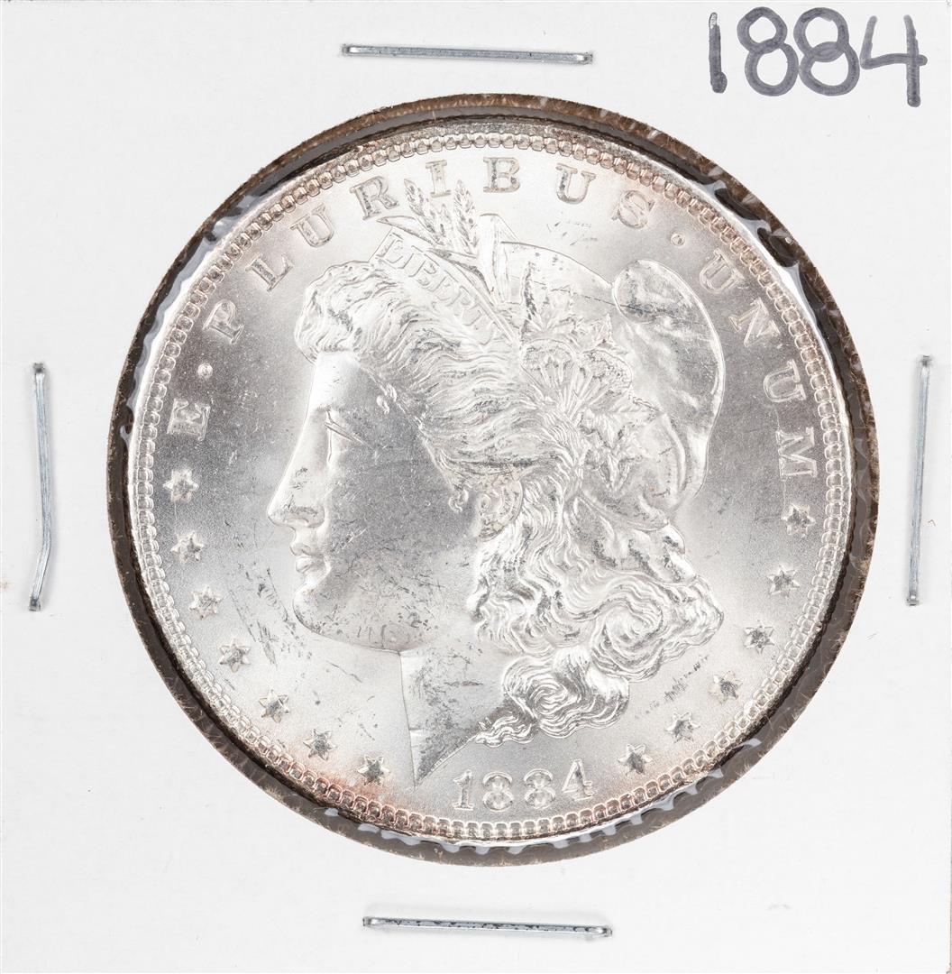 1884 $1 Morgan Silver Dollar Coin: One 1884 $1 Morgan Silver Dollar Coin.