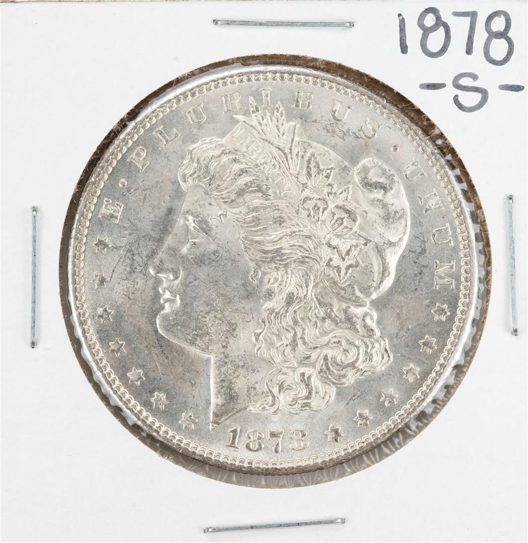 1878-S $1 $1 Morgan Silver Dollar Coin: One 1878-S $1 $1 Morgan Silver Dollar Coin.