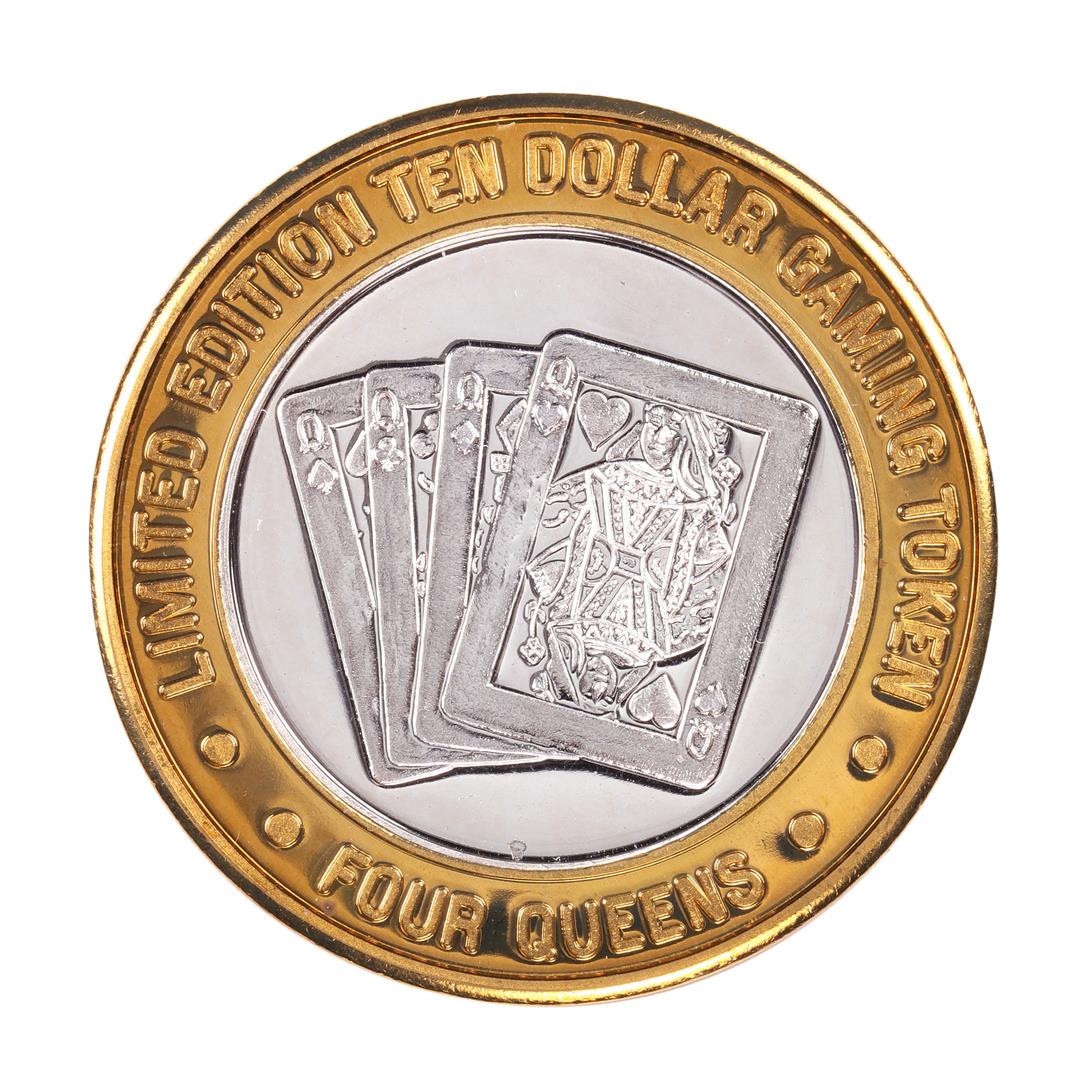 .999 Silver Four Queens Casino Hotel Las Vegas $10: One .999 Silver Four Queens Casino Hotel Las Vegas $10 Limited Edition Gaming Token.