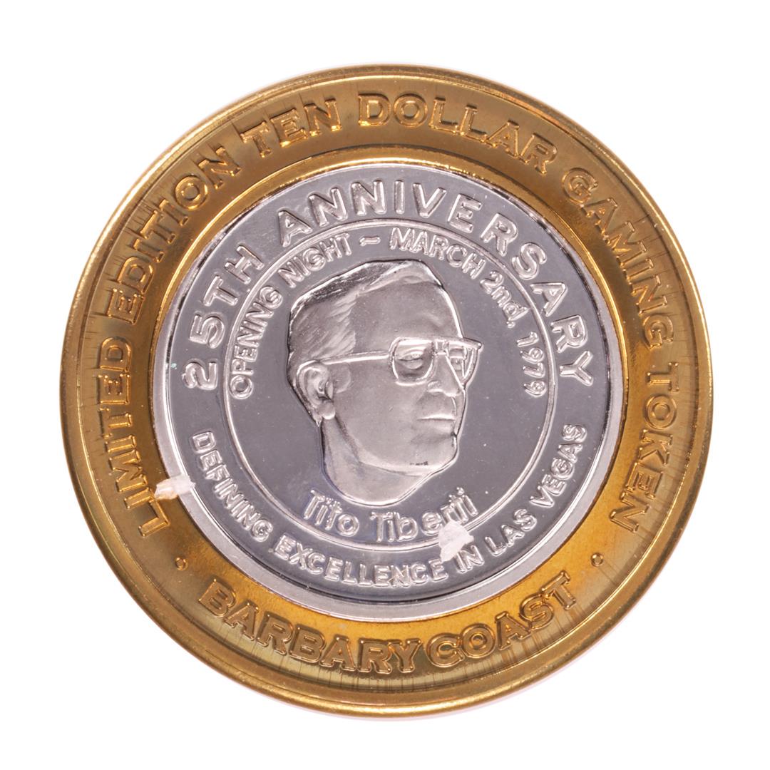 .999 Silver Barbary Coast Las Vegas, Nevada $10 Limited: One .999 Silver Barbary Coast Las Vegas, Nevada $10 Limited Edition Gaming Token.