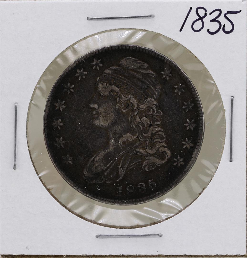 1835 Capped Bust Half Dollar Coin: One 1835 Capped Bust Half Dollar Coin.