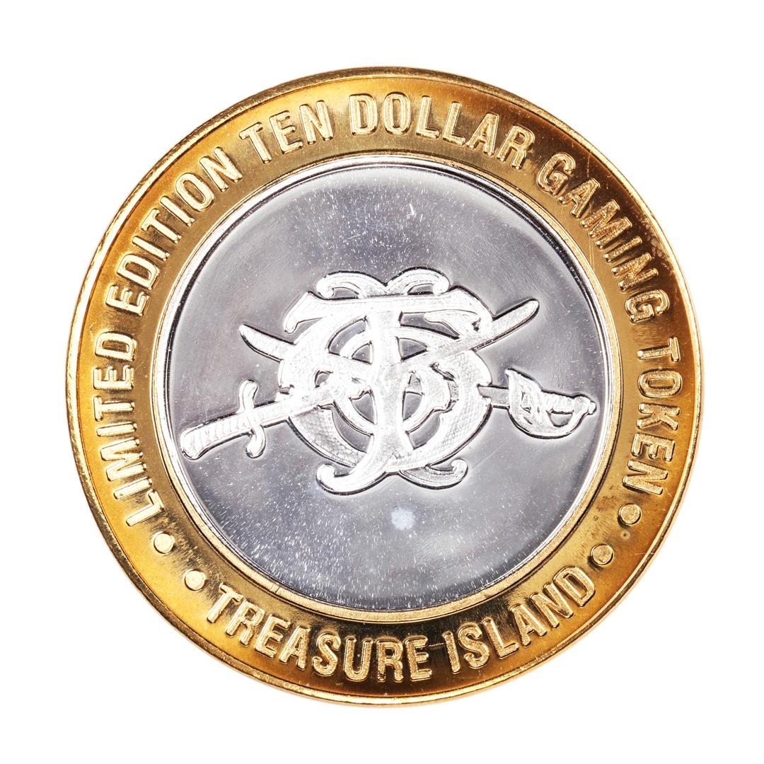 .999 Silver Treasure Island Las Vegas $10 Casino Gaming: One .999 Silver Treasure Island Las Vegas $10 Casino Gaming Token Limited Edition.