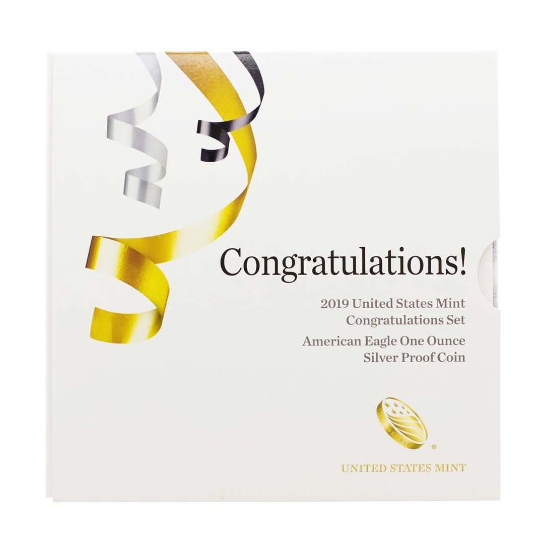 2019-W $1 Congratulations Set Proof American Silver: One 2019-W $1 Congratulations Set Proof American Silver Eagle Coin.