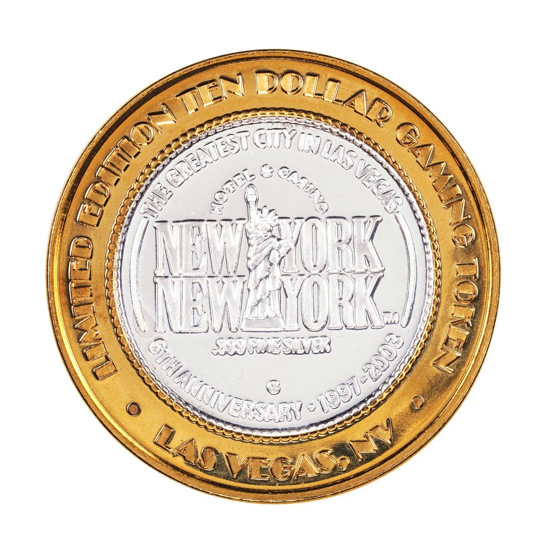 .999 Fine Silver New York New York Las Vegas, Nevada: One .999 Fine Silver New York New York Las Vegas, Nevada $10 Limited Edition Gaming Token.