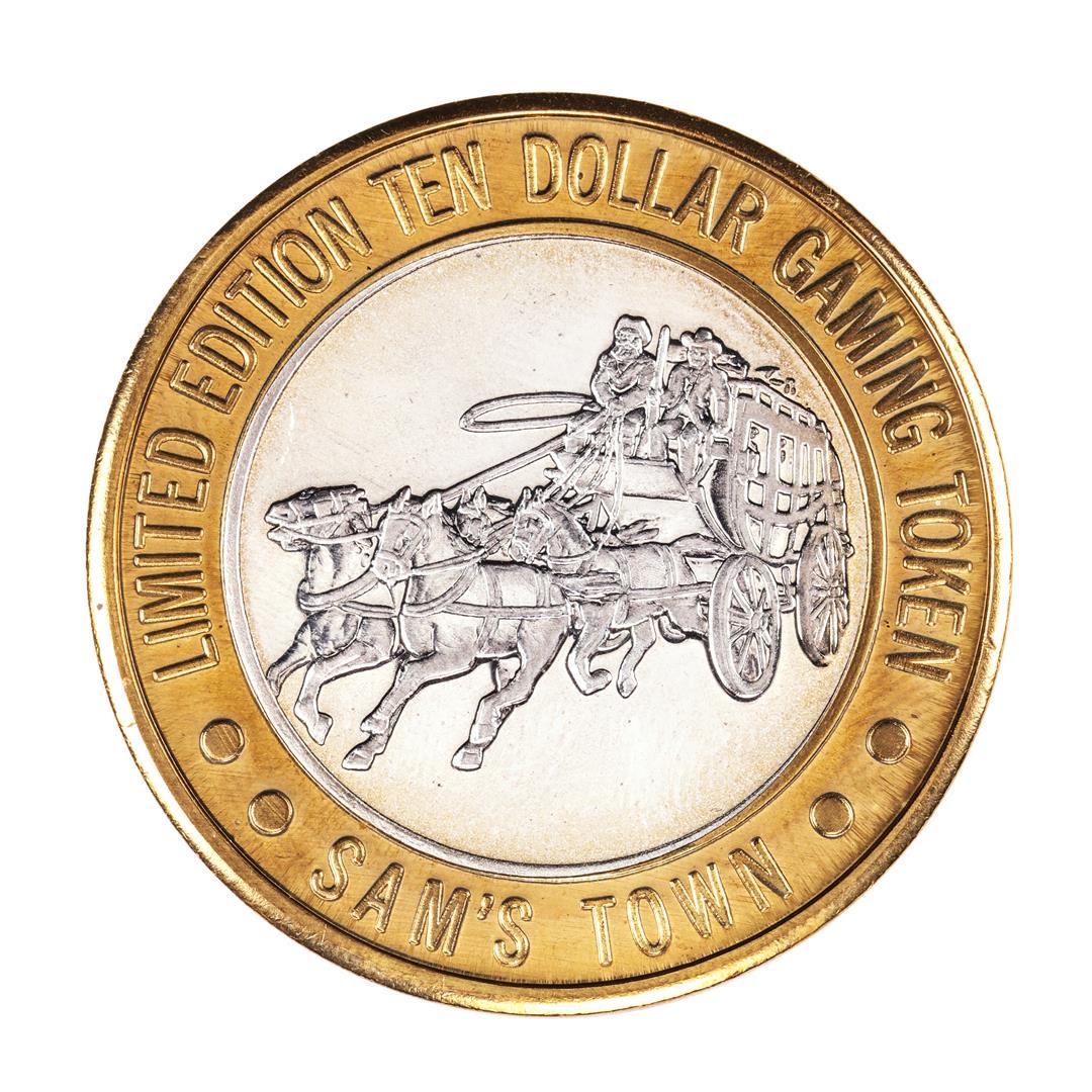 .999 Silver Sam's Town Las Vegas, Nevada $10 Casino: One .999 Silver Sam's Town Las Vegas, Nevada $10 Casino Limited Edition Gaming Token.