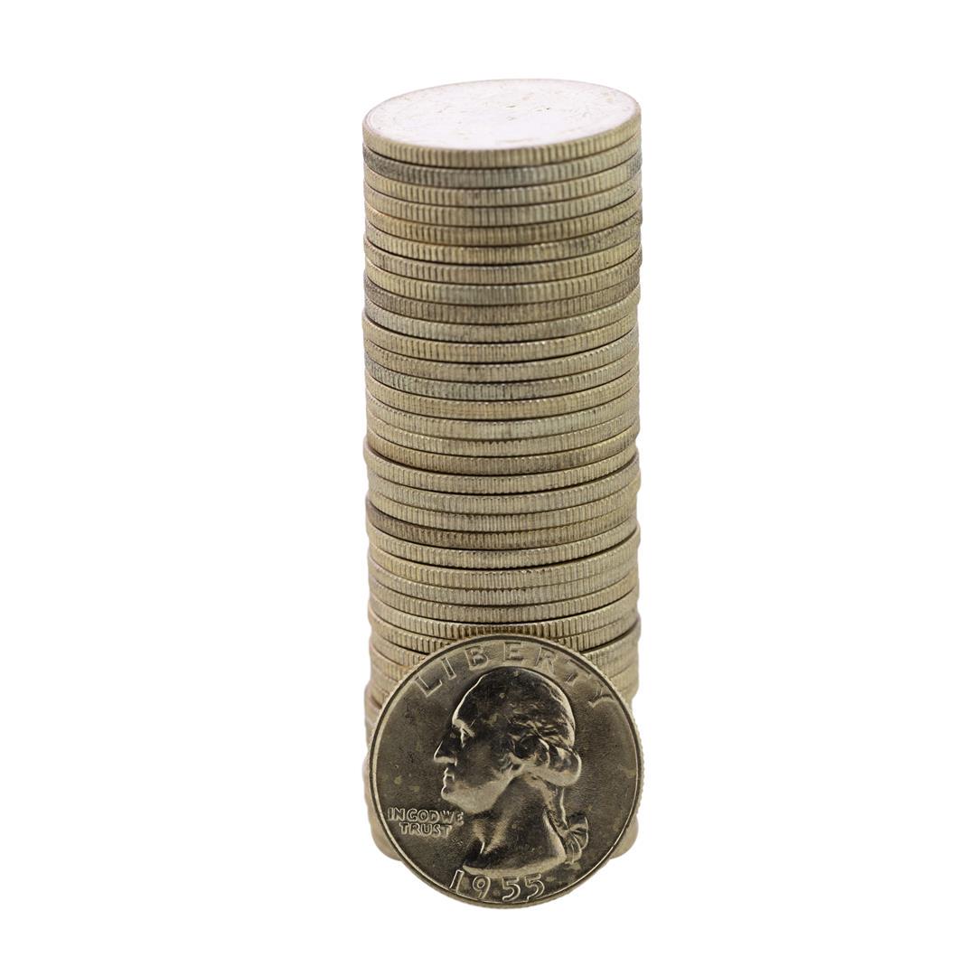 Roll of (40) Brilliant Uncirculated 1955-D Washington: One Roll of (40) Brilliant Uncirculated 1955-D Washington Quarter Coins.