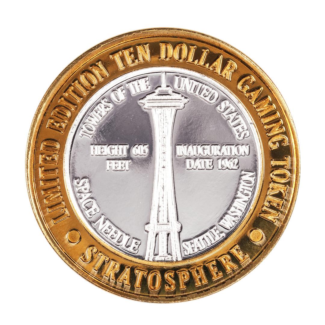 .999 Silver Stratosphere Las Vegas, Nevada $10 Casino: One .999 Silver Stratosphere Las Vegas, Nevada $10 Casino Limited Edition Gaming Token.