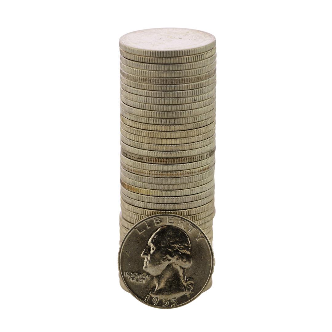 Roll of (40) Brilliant Uncirculated 1955-D Washington: One Roll of (40) Brilliant Uncirculated 1955-D Washington Quarter Coins.