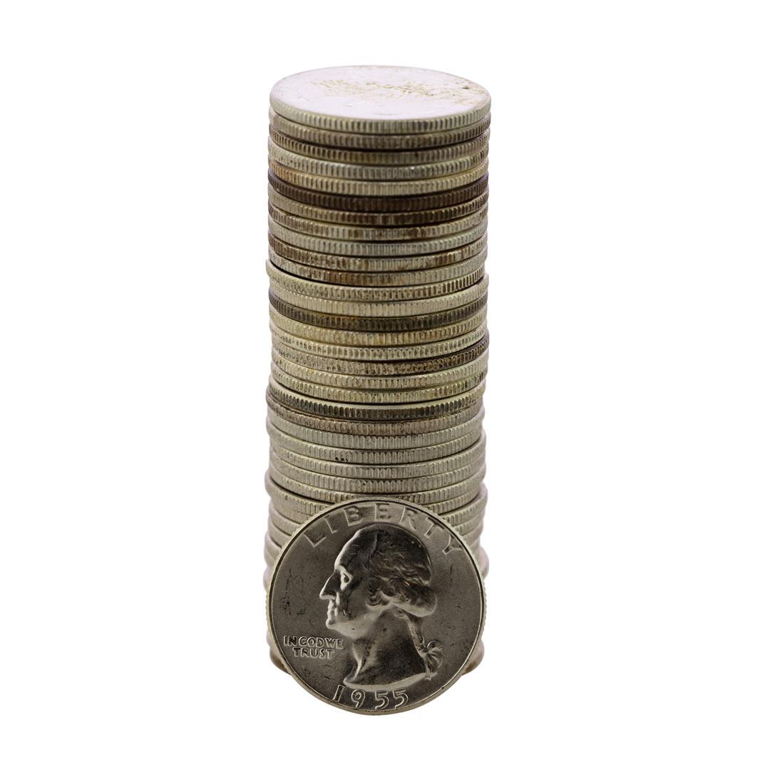 Roll of (40) Brilliant Uncirculated 1955 Washington: One Roll of (40) Brilliant Uncirculated 1955 Washington Quarter Coins.