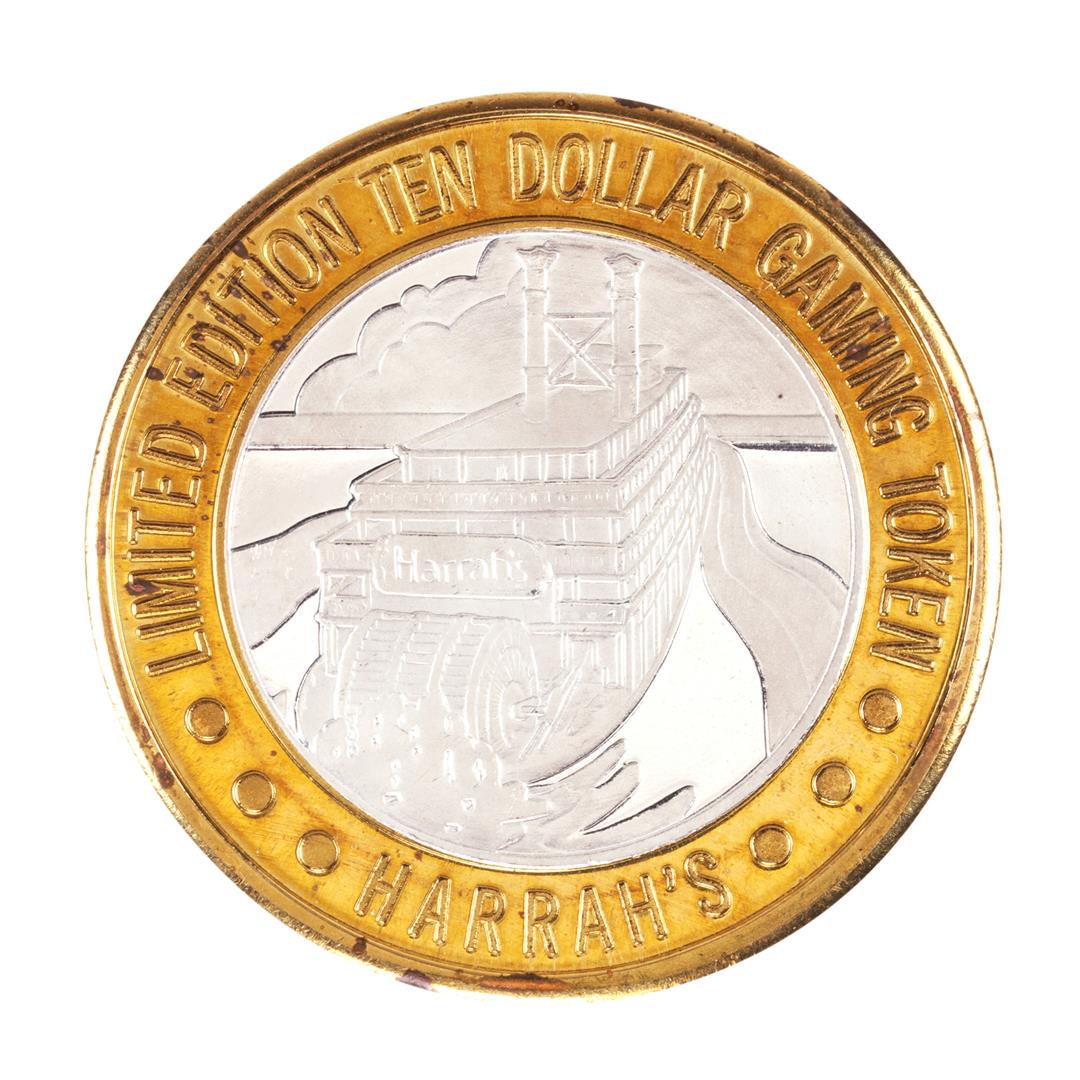 .999 Silver Harrah's Las Vegas, Nevada $10 Casino: One .999 Silver Harrah's Las Vegas, Nevada $10 Casino Limited Edition Gaming Token.