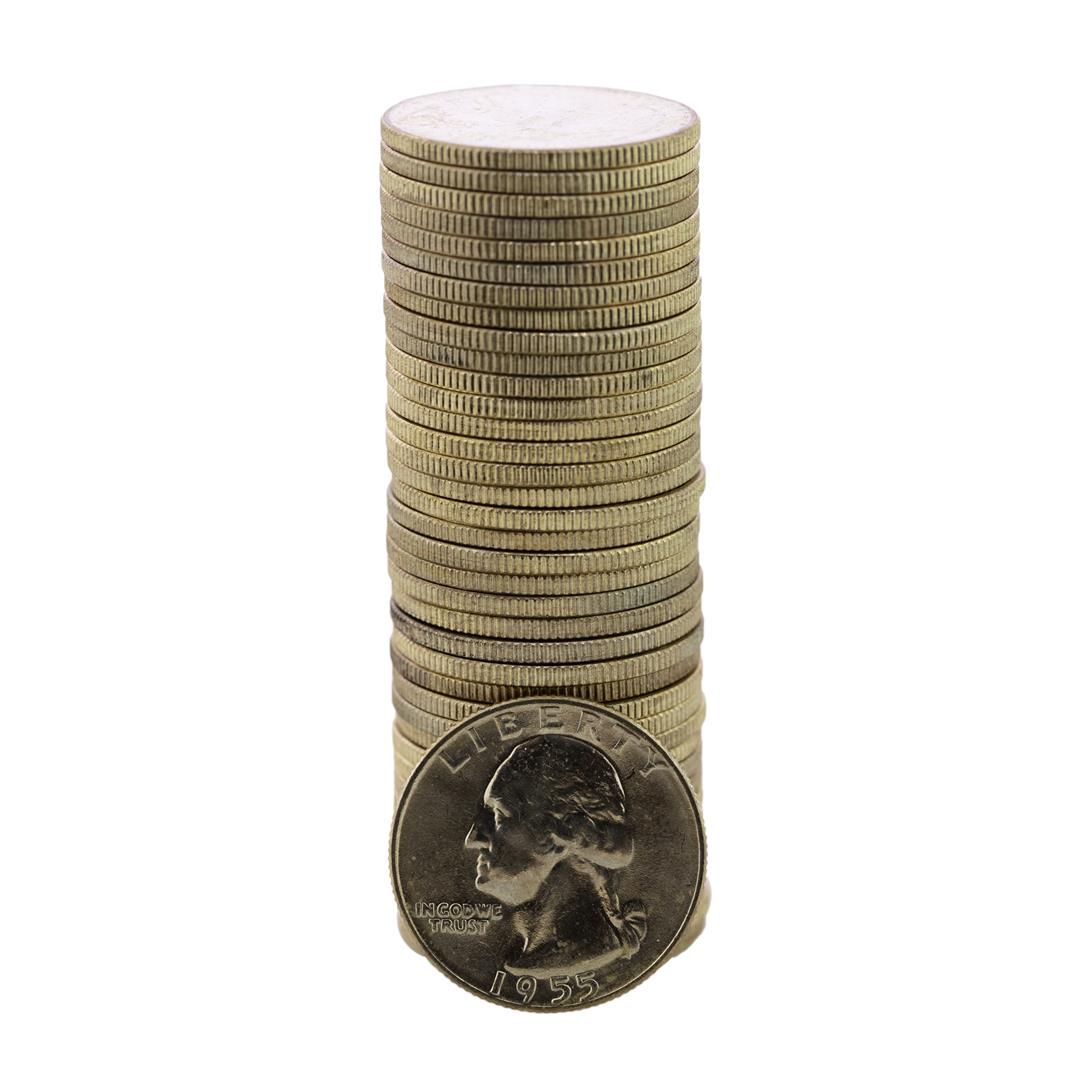 Roll of (40) Brilliant Uncirculated 1955-D Washington: One Roll of (40) Brilliant Uncirculated 1955-D Washington Quarter Coins.