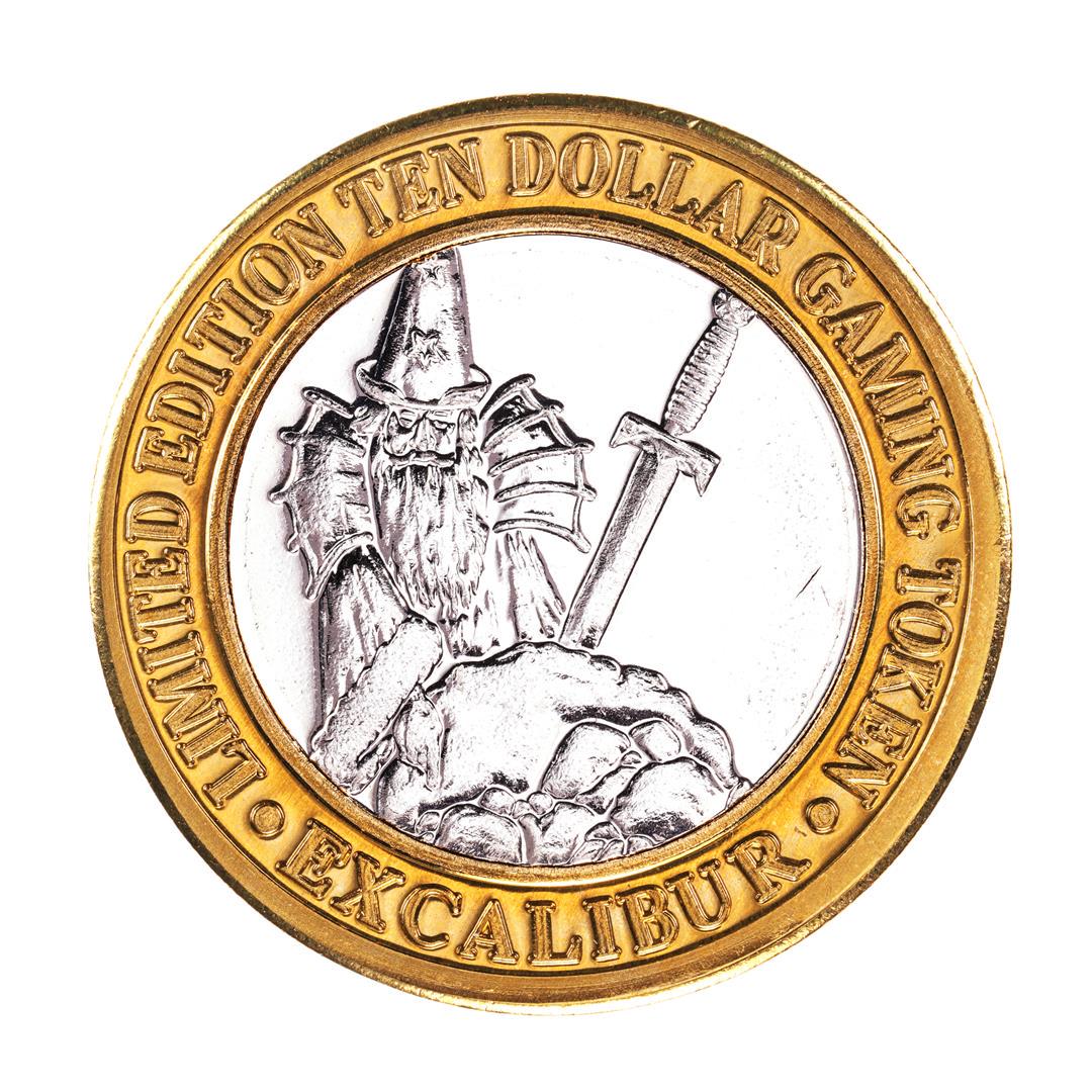 .999 Fine Silver Excalibur Las Vegas, Nevada $10: One .999 Fine Silver Excalibur Las Vegas, Nevada $10 Limited Edition Gaming Token.