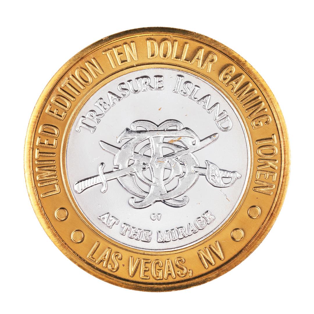 .999 Silver Treasure Island Las Vegas $10 Casino Gaming: One .999 Silver Treasure Island Las Vegas $10 Casino Gaming Token Limited Edition.
