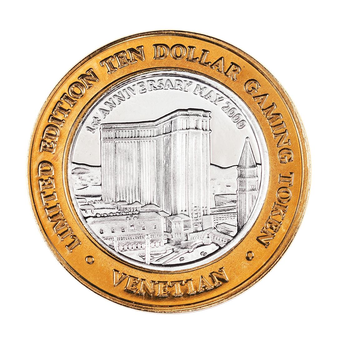 .999 Silver The Venetian Las Vegas Nevada $10 Casino: One .999 Silver The Venetian Las Vegas Nevada $10 Casino Limited Edition Gaming Token.