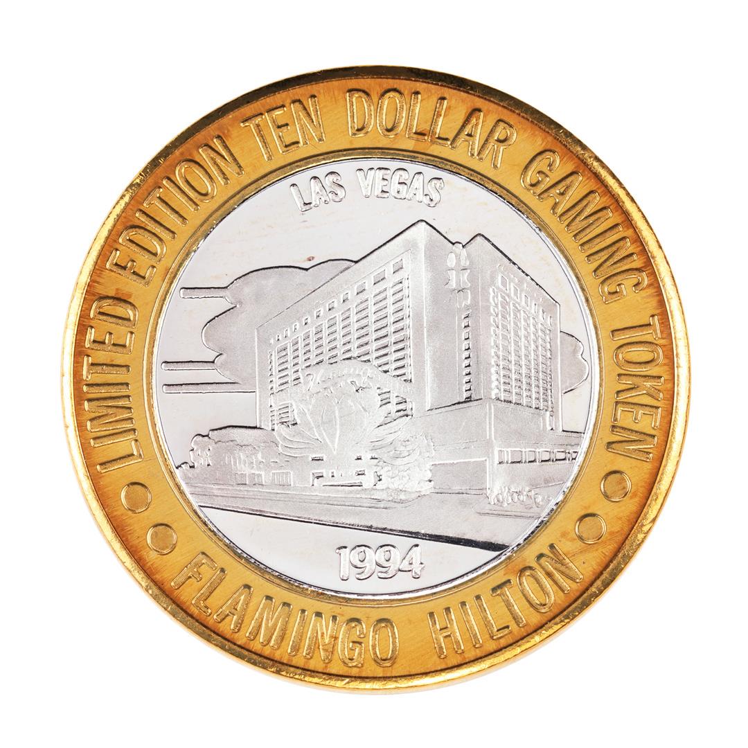 .999 Silver Flamingo Hilton Las Vegas, Nevada $10: One .999 Silver Flamingo Hilton Las Vegas, Nevada $10 Casino Limited Edition Gaming Token.