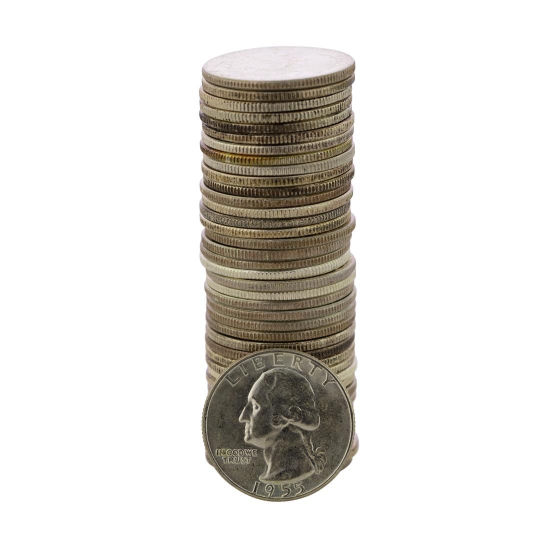 Roll of (40) Brilliant Uncirculated 1955 Washington: One Roll of (40) Brilliant Uncirculated 1955 Washington Quarter Coins.
