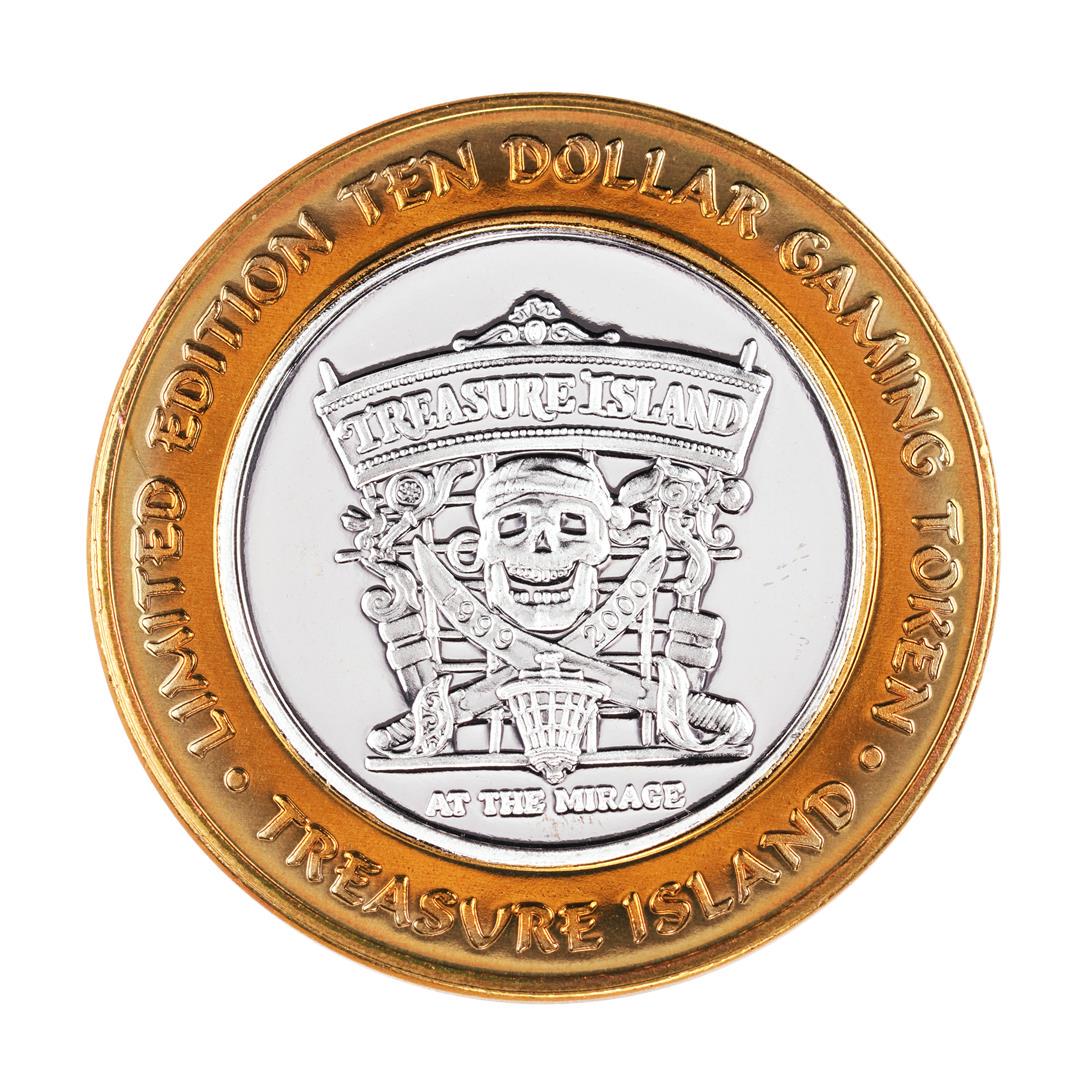 .999 Silver Treasure Island Las Vegas $10 Casino Gaming: One .999 Silver Treasure Island Las Vegas $10 Casino Gaming Token Limited Edition.