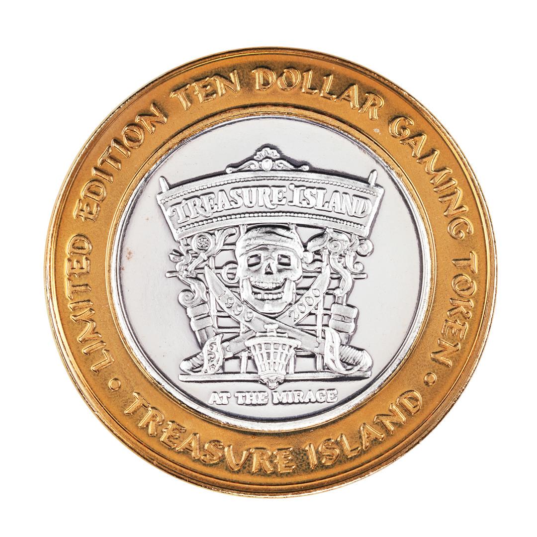 .999 Silver Treasure Island Las Vegas $10 Casino Gaming: One .999 Silver Treasure Island Las Vegas $10 Casino Gaming Token Limited Edition.
