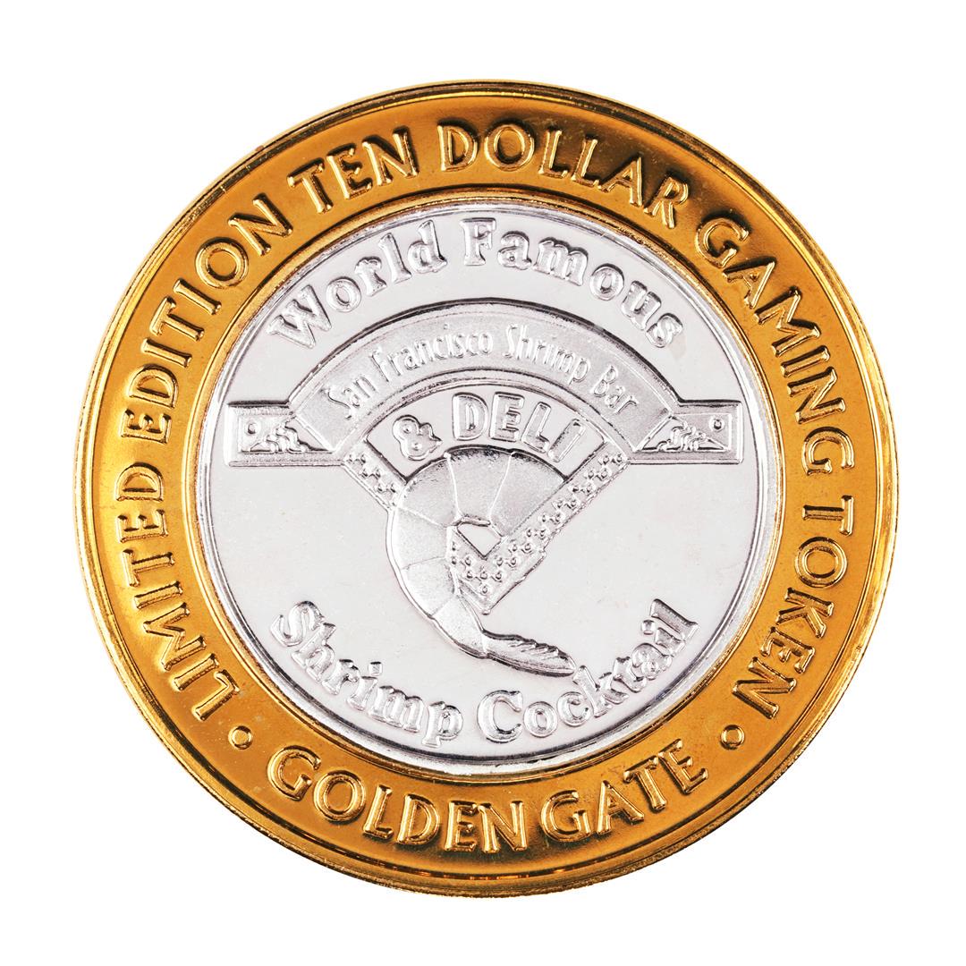 .999 Silver Golden Gate Las Vegas, Nevada $10 Casino: One .999 Silver Golden Gate Las Vegas, Nevada $10 Casino Limited Edition Gaming Token.