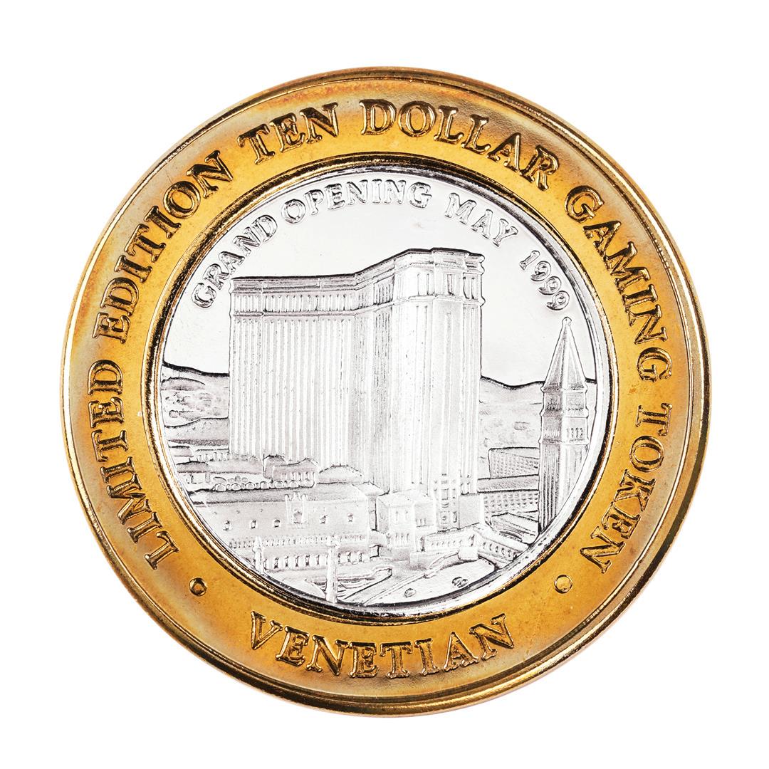 .999 Silver The Venetian Las Vegas Nevada $10 Casino: One .999 Silver The Venetian Las Vegas Nevada $10 Casino Limited Edition Gaming Token.
