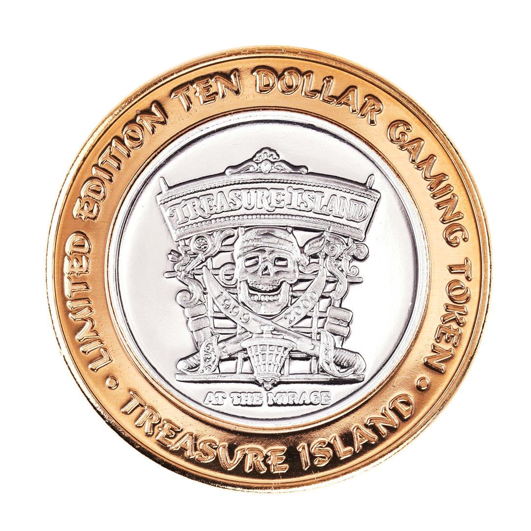 .999 Silver Treasure Island Las Vegas, Nevada $10: One .999 Silver Treasure Island Las Vegas, Nevada $10 Casino Limited Edition Gaming Token.
