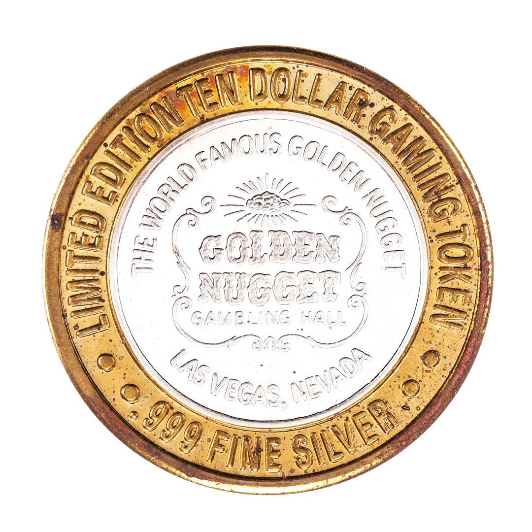.999 Silver Golden Nugget Las Vegas, Nevada $10 Casino: One .999 Silver Golden Nugget Las Vegas, Nevada $10 Casino Limited Edition Gaming Token.