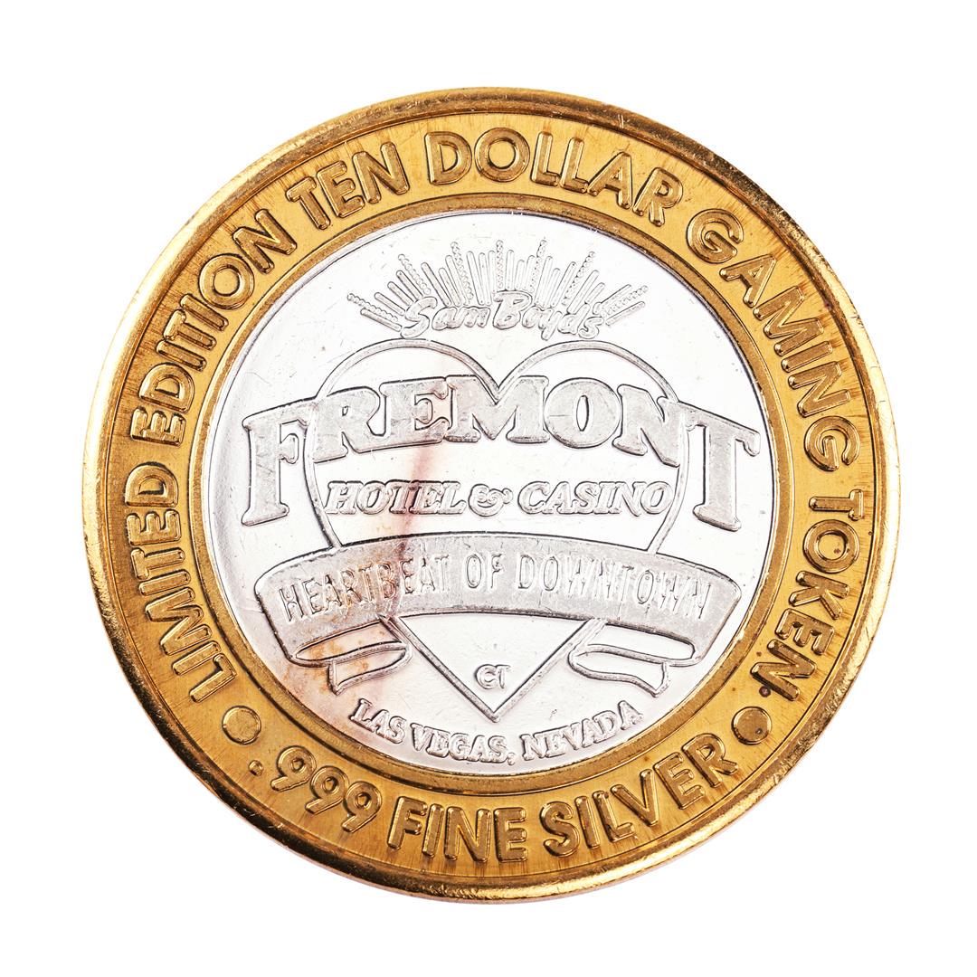 .999 Silver Sam Boyd's Fremont Las Vegas $10 Casino: One .999 Silver Sam Boyd's Fremont Las Vegas $10 Casino Limited Edition Gaming Token.