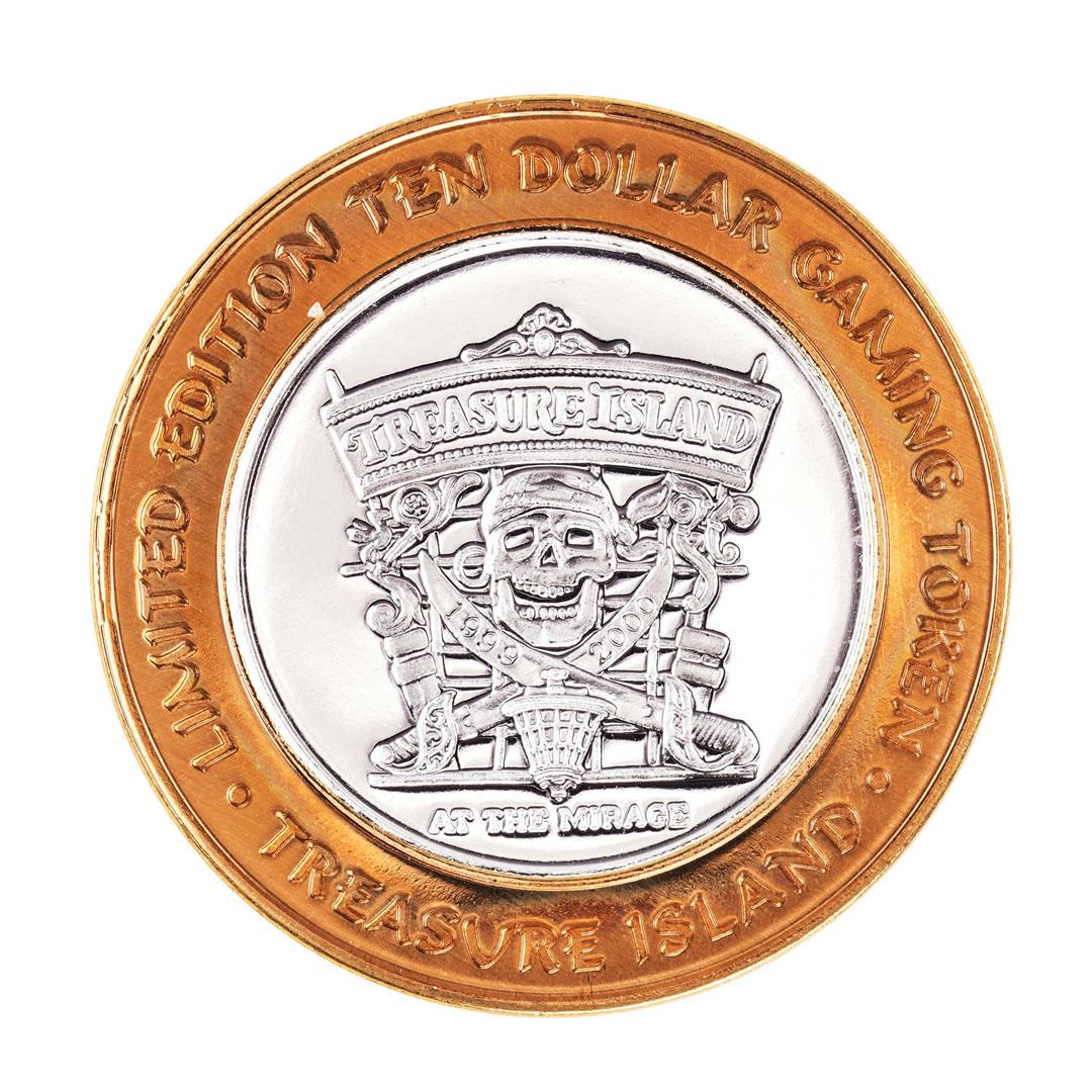 .999 Silver Treasure Island Las Vegas, Nevada $10: One .999 Silver Treasure Island Las Vegas, Nevada $10 Casino Limited Edition Gaming Token.