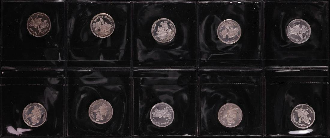 Lot of (10) Disney Mickey & Minnie Mouse 1/20 oz. .999: One Lot of (10) Disney Mickey & Minnie Mouse 1/20 oz. .999 Fine Silver Coin Rounds.