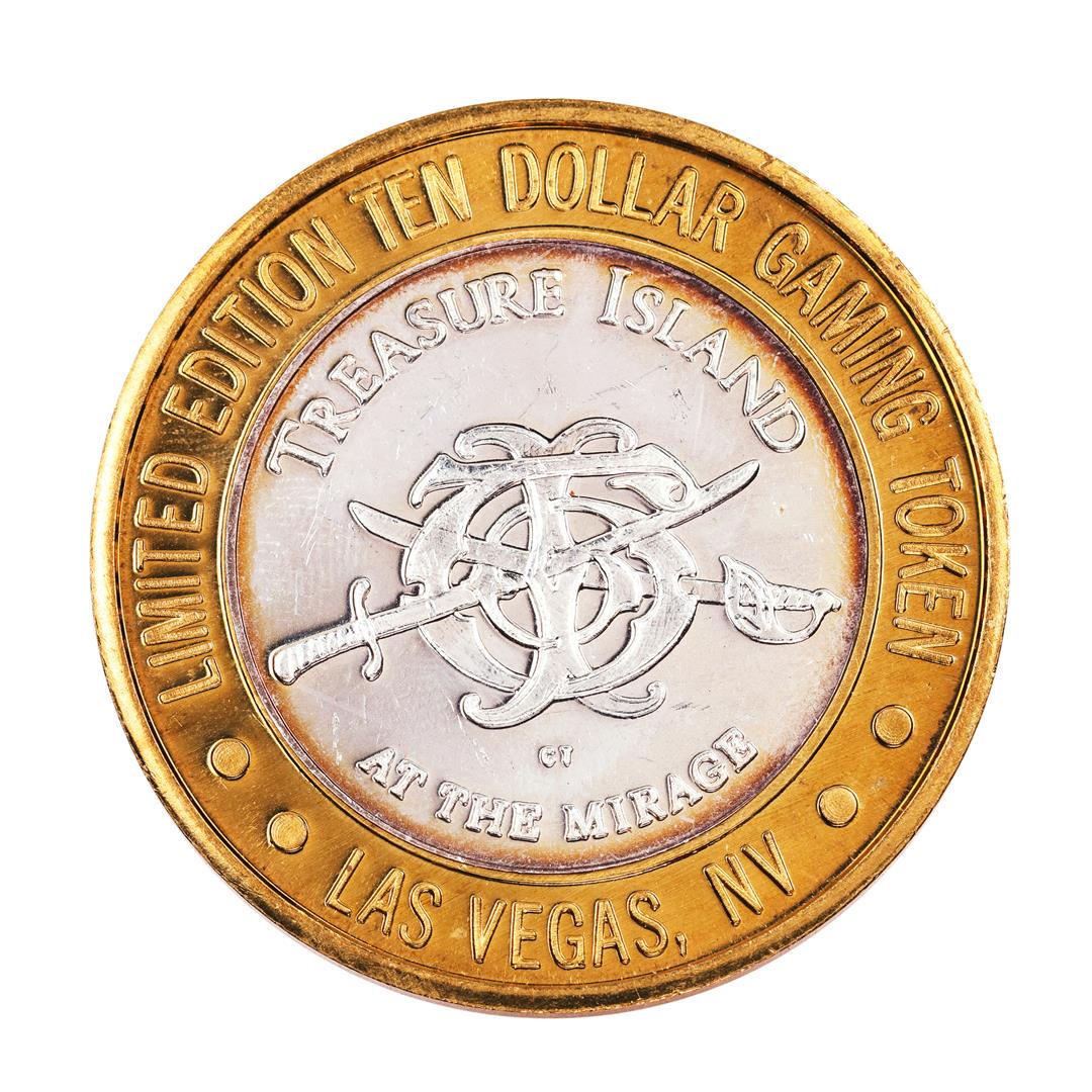 .999 Fine Silver Treasure Island Las Vegas, Nevada $10: One .999 Fine Silver Treasure Island Las Vegas, Nevada $10 Limited Edition Gaming Token.