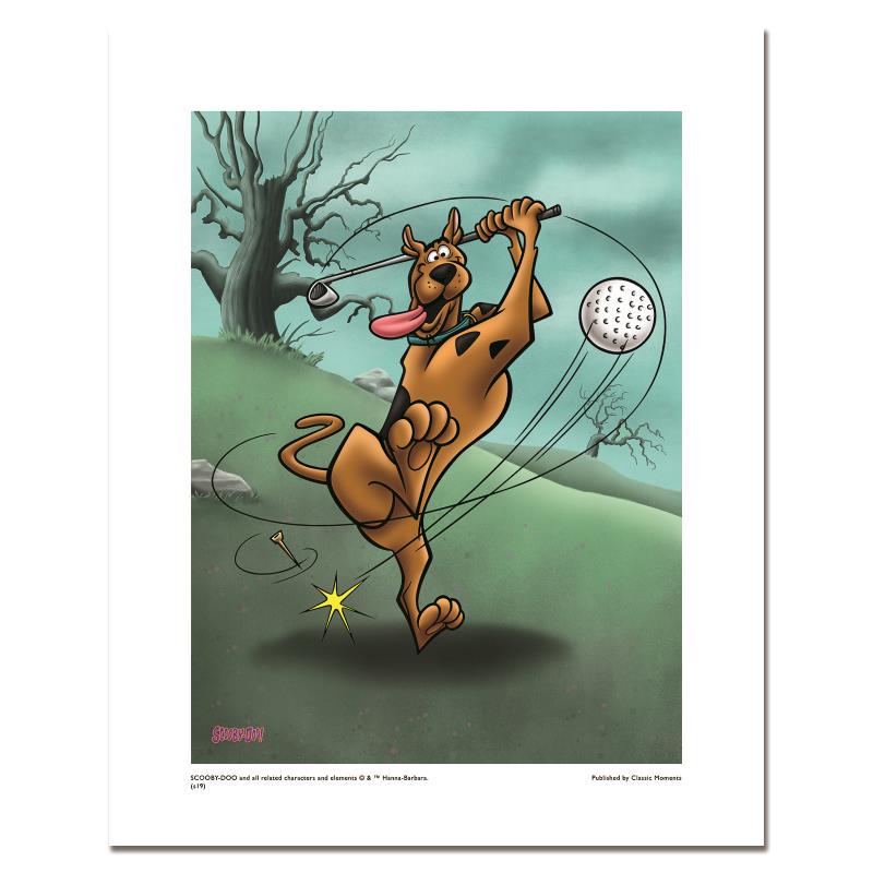 Hanna-Barbera "Scooby Golf" Limited Edition Giclee: "Scooby Golf" is a limited edition giclee on paper from Hanna-Barbera featuring the iconic Scooby Doo. It comes numbered, with hologram seal, and a Certificate of Authenticity! Measures approx. 20 x 1