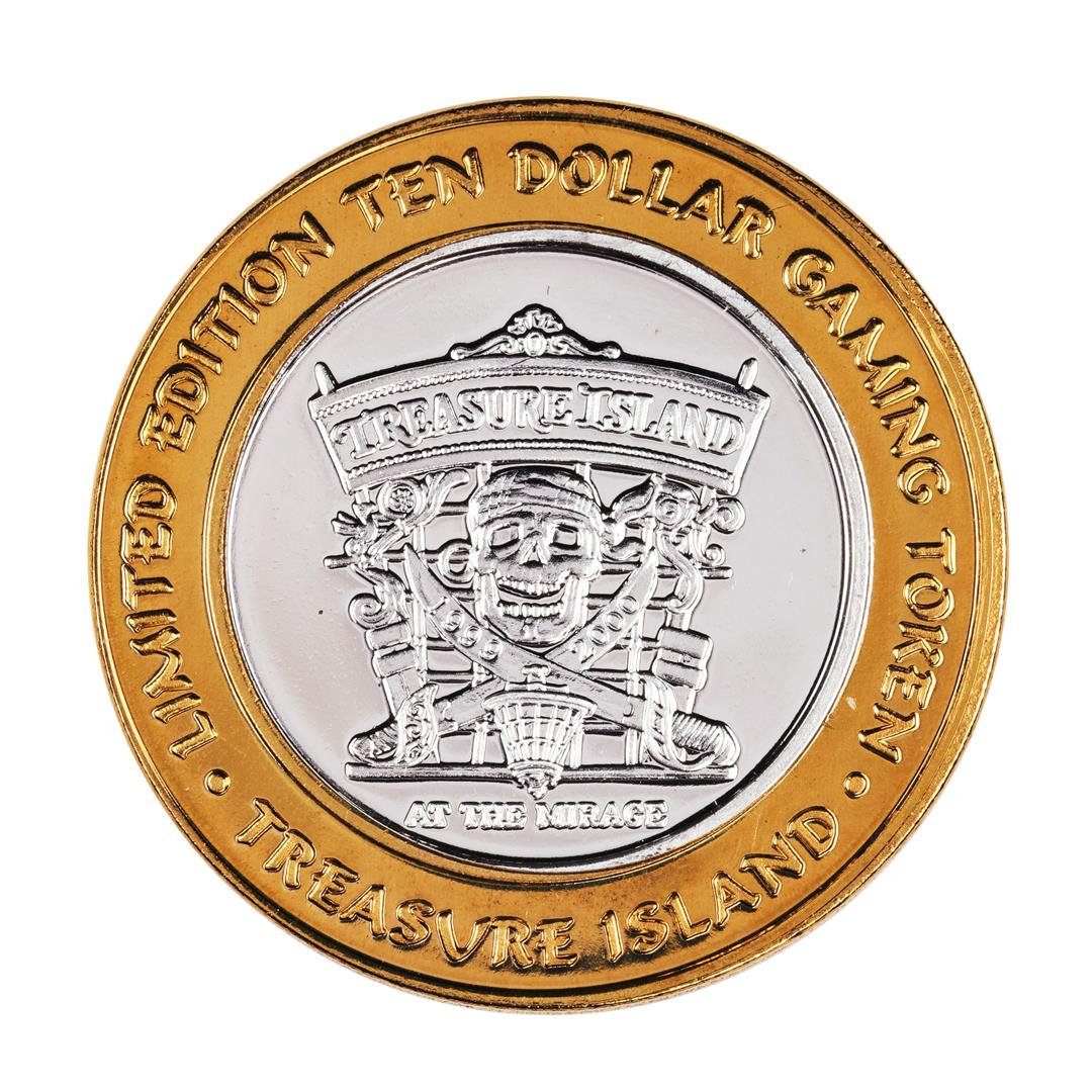 .999 Fine Silver Treasure Island Las Vegas, Nevada $10: One .999 Fine Silver Treasure Island Las Vegas, Nevada $10 Limited Edition Gaming Token.