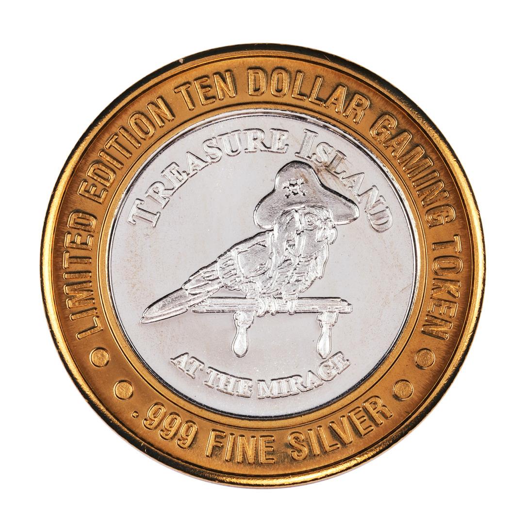 .999 Fine Silver Treasure Island Las Vegas, Nevada $10: One .999 Fine Silver Treasure Island Las Vegas, Nevada $10 Limited Edition Gaming Token.