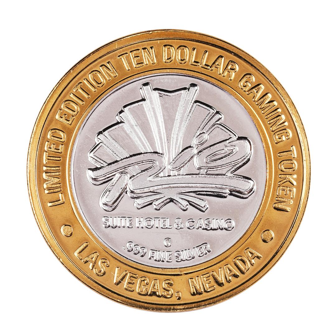 .999 Silver Rio Suite Hotel & Casino Las Vegas $10: One .999 Silver Rio Suite Hotel & Casino Las Vegas $10 Limited Edition Gaming Token.