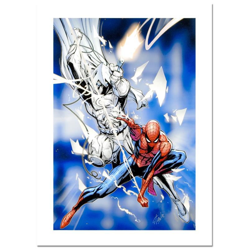 Stan Lee - Marvel Comics "Vengeance of the Moon Knight: A piece of comic book history, this limited edition print, drawn by J. Scott Campbell, depicts famous characters from the classic Spider-Man series. Though he became famous for drawing for Wildstorm C