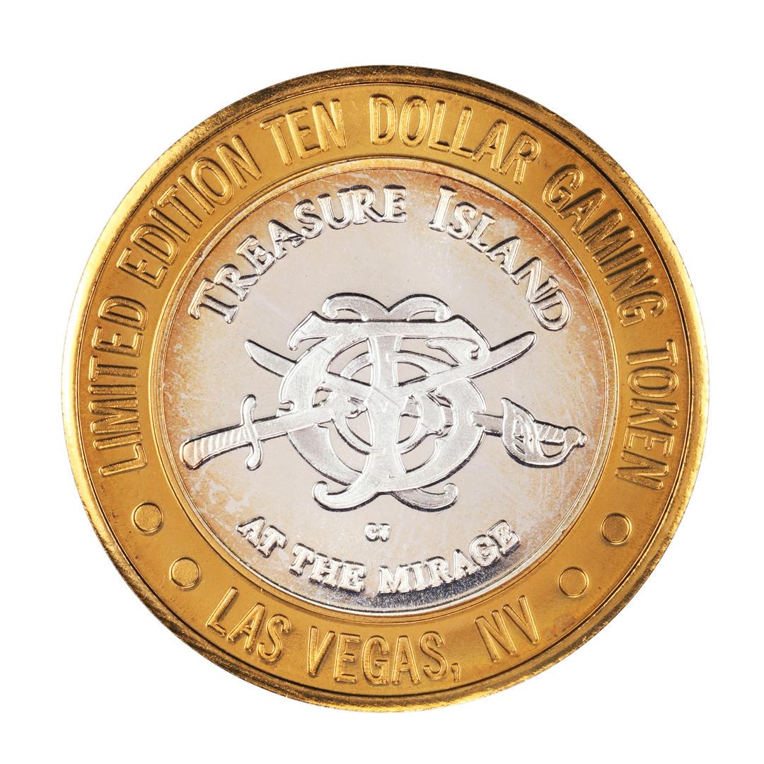 .999 Silver Treasure Island Las Vegas $10 Casino: One .999 Silver Treasure Island Las Vegas $10 Casino Limited Edition Gaming Token.