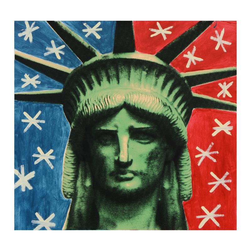 Steve Kaufman (1960-2010) "Liberty Head" Limited: "Liberty Head" is a hand painted unique variation hand pulled silkscreen on canvas by Andy Warhol protege Steve Kaufman (1960-2010). This piece is numbered 37/50 and hand signed inverso. Includes lett
