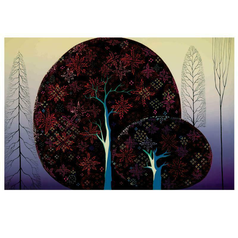 Eyvind Earle (1916-2000) "A Tree Poem" Limited Edition: "A Tree Poem" is a limited edition serigraph on paper by Eyvind Earle (1916-2000). The piece is numbered, hand-signed by the artist, and accompanied by a certificate of authenticity. Measures approxim