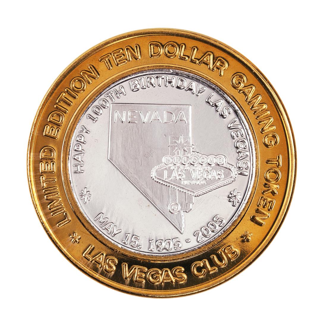 .999 Silver Las Vegas Club $10 Limited Edition Casino: One .999 Silver Las Vegas Club $10 Limited Edition Casino Gaming Token.