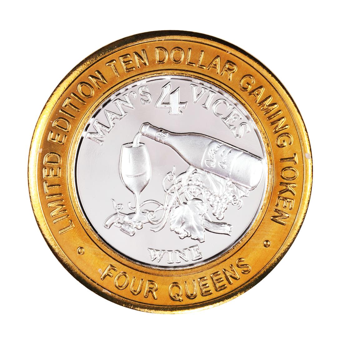 .999 Fine Silver Four Queens Casino Las Vegas $10: One .999 Fine Silver Four Queens Casino Las Vegas $10 Limited Edition Gaming Token.