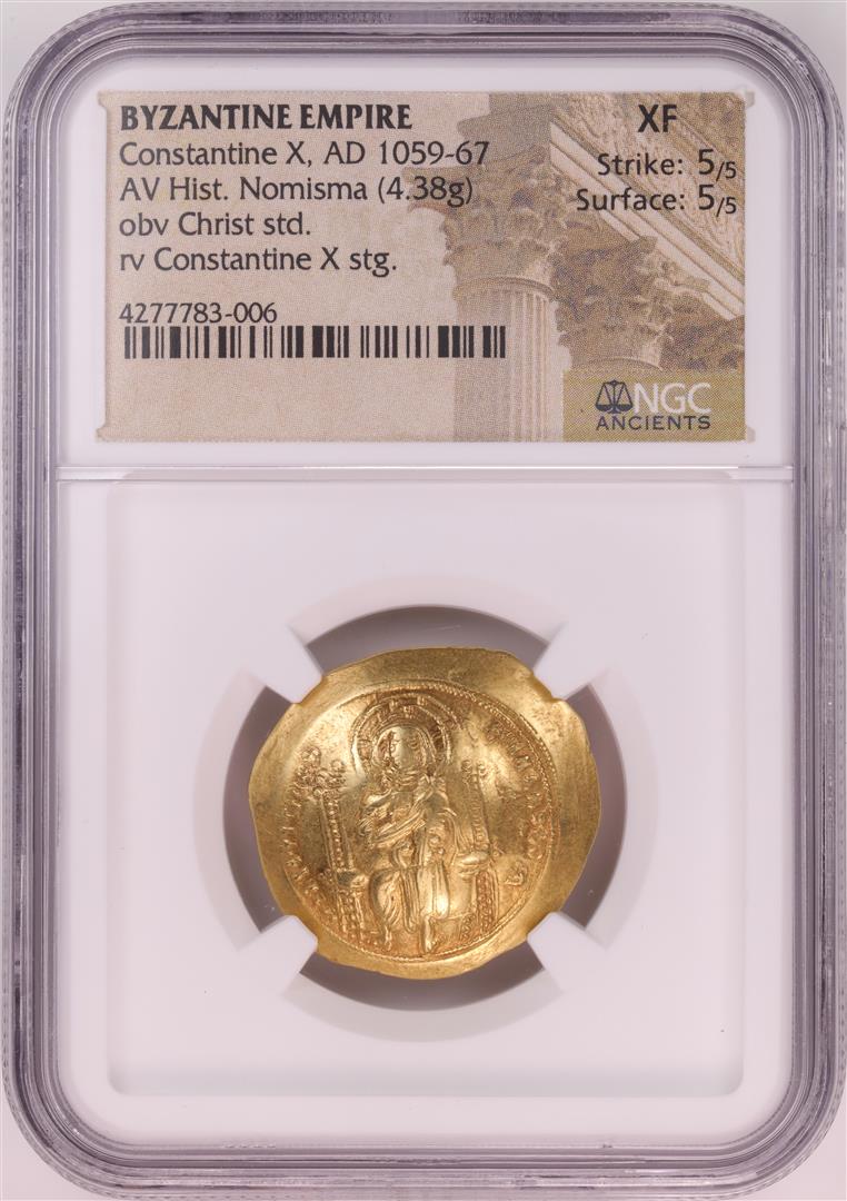 AD 1059-67 Byzantine Empire Constantine X Histamenon: One AD 1059-67 Byzantine Empire Constantine X Histamenon Nomisma Gold Coin NGC XF. NGC Certified.