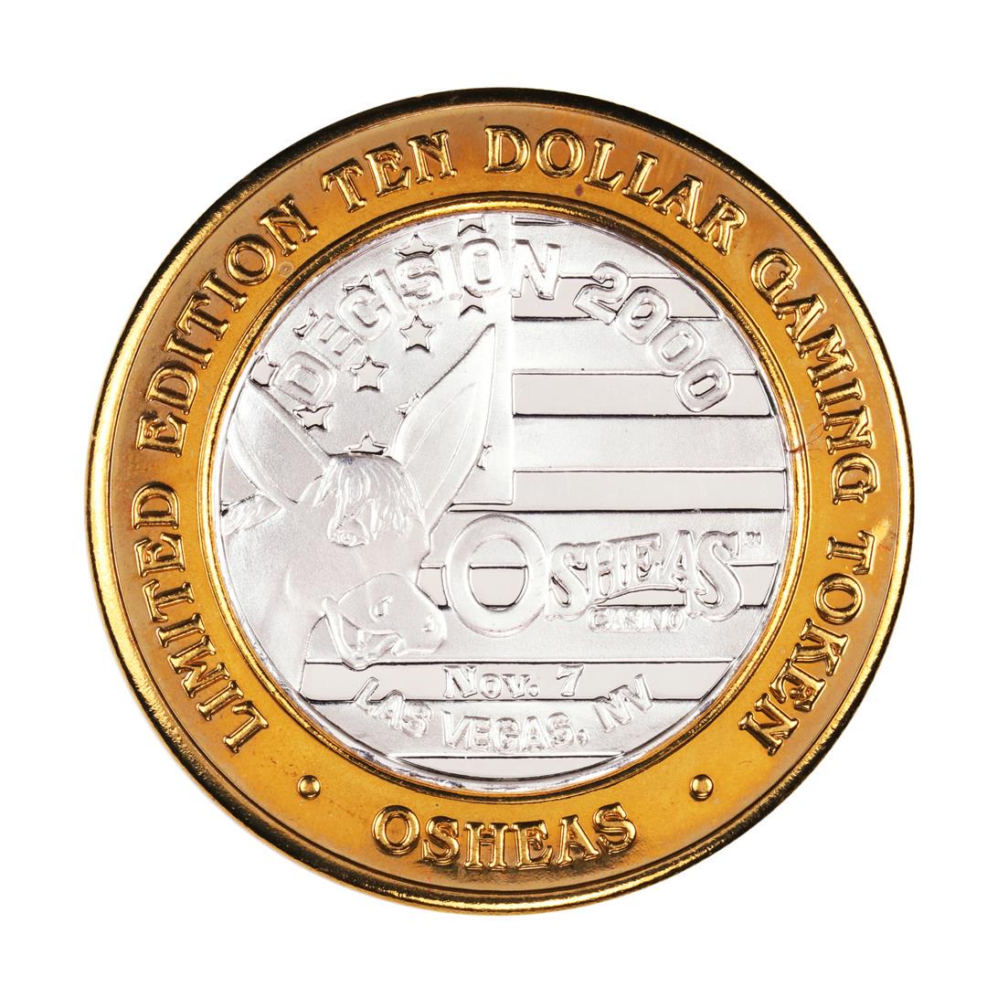 .999 Fine Silver Osheas Las Vegas, Nevada $10 Limited: One .999 Fine Silver Osheas Las Vegas, Nevada $10 Limited Edition Gaming Token.