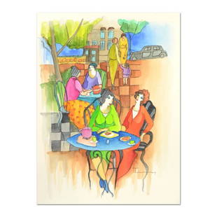 Itzchak Tarkay (1935-2012) Original Mixed Media: This is an original mixed media watercolor on paper by Itzchak Tarkay (1935-2012), hand signed by the artist. Includes Letter of Authenticity. Measures approx. 12" x 16" (image).