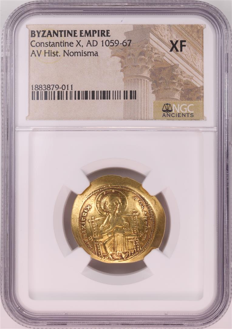 AD 1059-67 Byzantine Empire Constantine X Histamenon: One AD 1059-67 Byzantine Empire Constantine X Histamenon Nomisma Gold Coin NGC XF. NGC Certified.