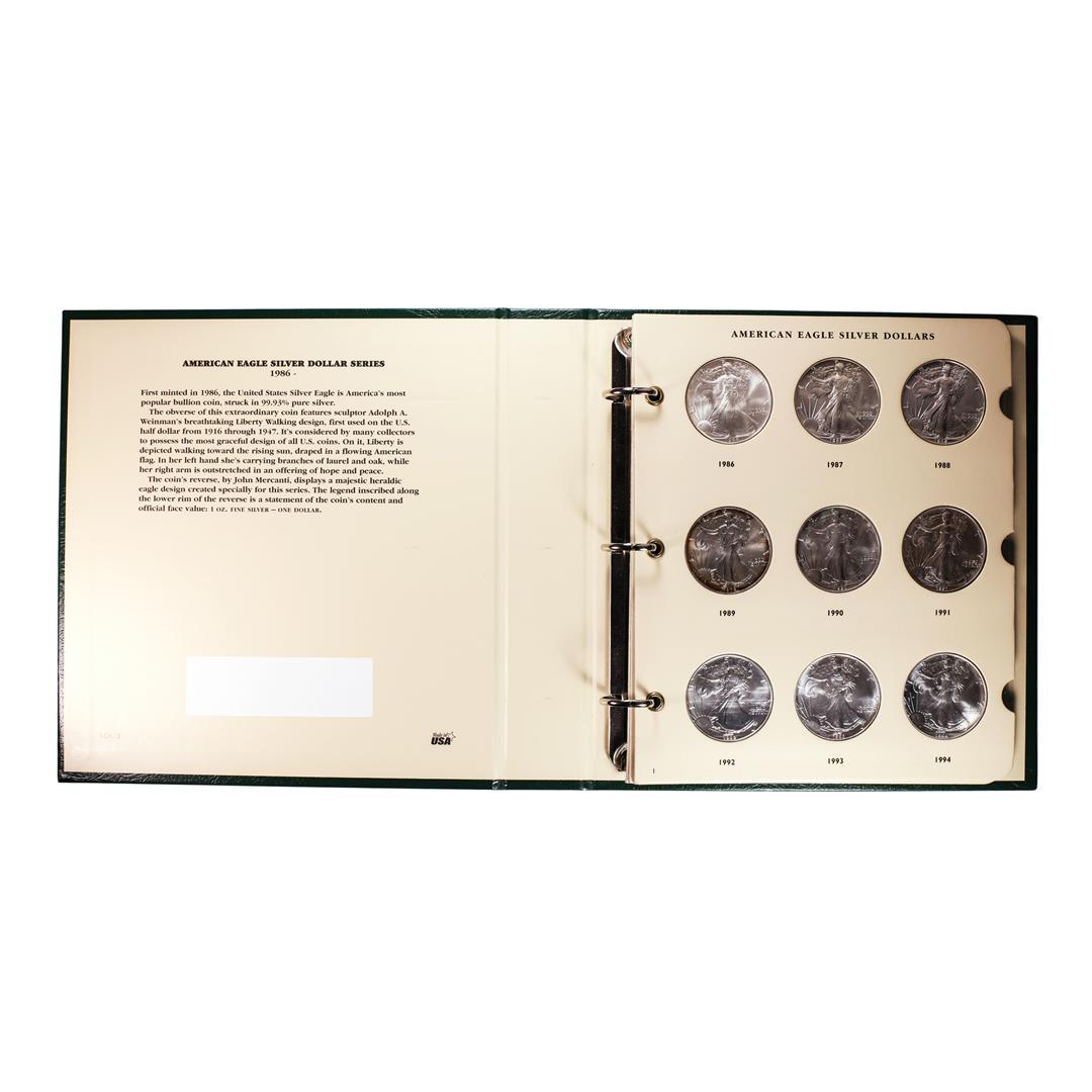 Book of 1986-2012 $1 American Silver Eagle Coins: One Book of 1986-2012 $1 American Silver Eagle Coins.