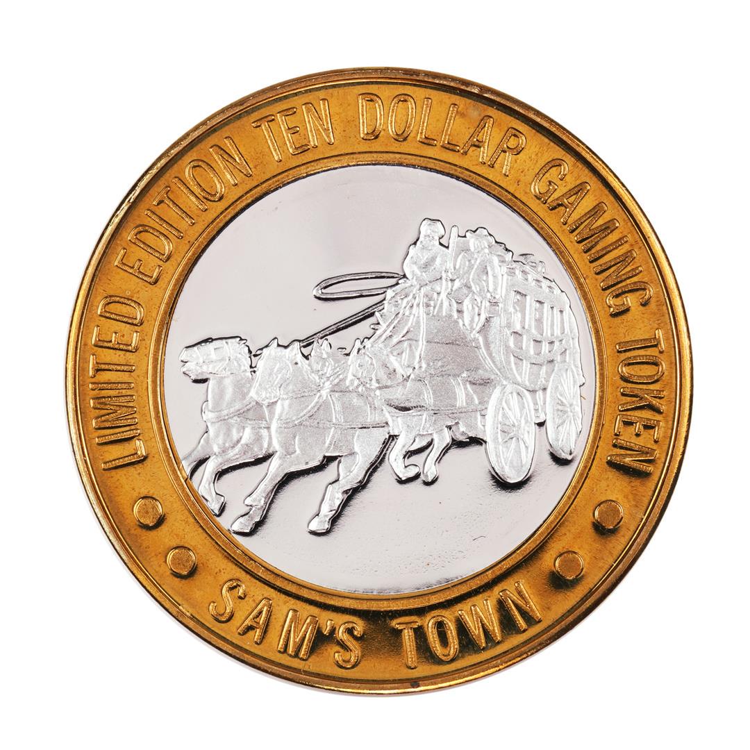 .999 Silver Sam's Town Las Vegas Nevada $10 Casino: One .999 Silver Sam's Town Las Vegas Nevada $10 Casino Limited Edition Gaming Token.